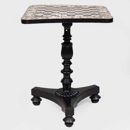 Early Victorian Penwork and Ebonized Games Table