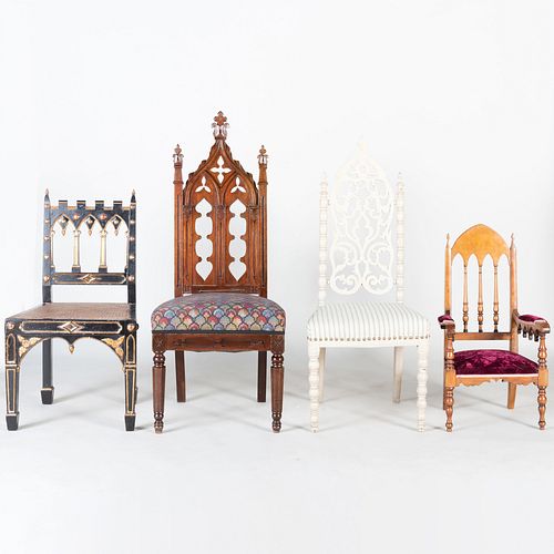 Group of Four Victorian Neo-Gothic Chairs