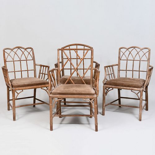 Set of Four Faux Bamboo Armchairs