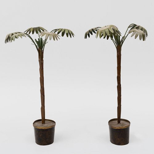 Pair of TÃ´le Peinte Palm Trees, Modern