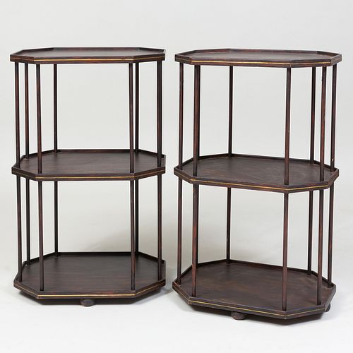 Pair of Grain Painted Wood Three Tier Ã‰tagÃ¨res, Colefax & Fowler 