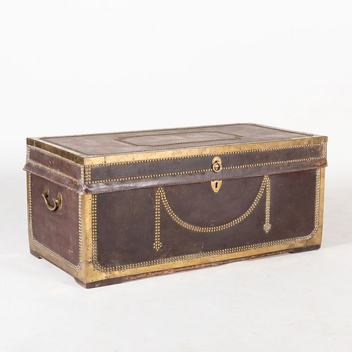 Chinese Export Brass-Mounted Pigskin Trunk
