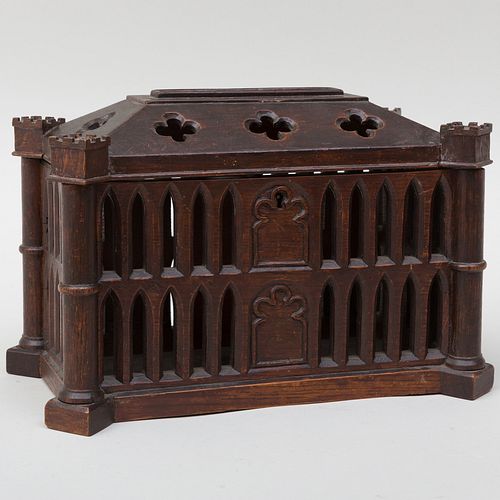 English Neo-Gothic Carved Oak Letterbox