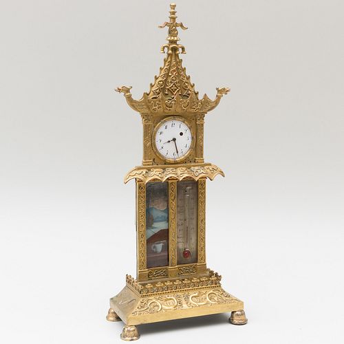 Louis Philippe Ormolu-Mounted Clock Thermometer