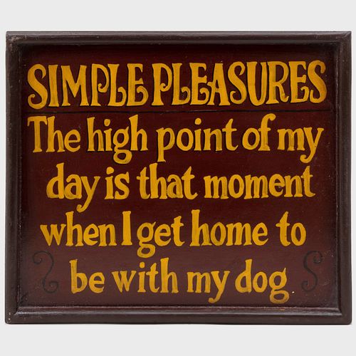 Painted Wood 'Simple Pleasures' Motto Sign