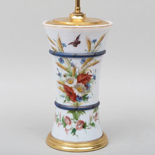 French Opaline Glass Vase Mounted as a Lamp 
