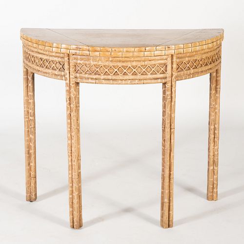 George III Style Cream Painted Faux Bamboo Card Table, Mid 19th Century