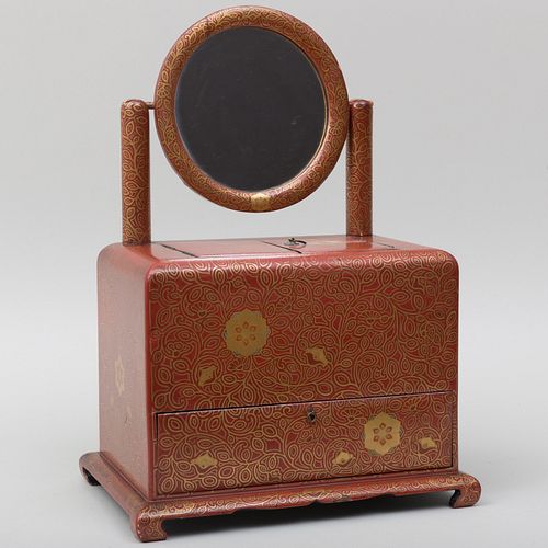 Japanese Red Lacquer Dressing Mirror