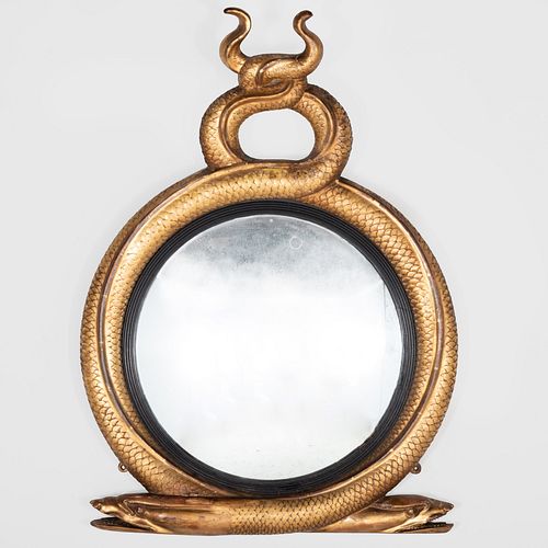 Late Regency Giltwood and Ebonized Mirror