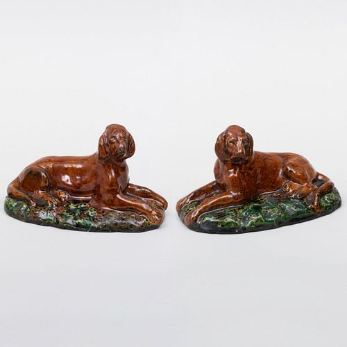 Pair of Pottery Models of Irish Setters, Possibly American 
