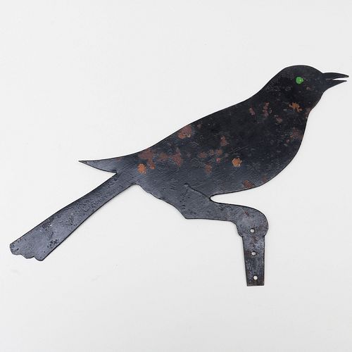 Folk Art Painted Iron Amusement Target in the Form of a Crow