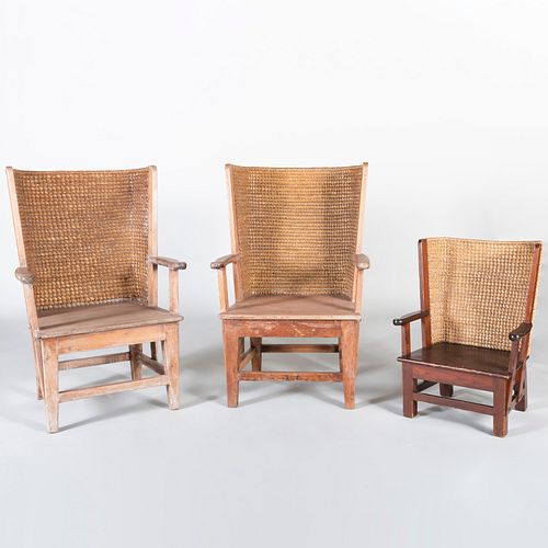 Group of Three Scottish Rush and Oak 'Orkney' Chairs