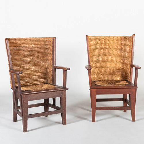 Pair of Scottish Rush and Oak Orkney Chairs