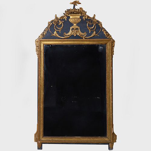 Louis XVI Provincial Grey Painted and Parcel-Gilt Mirror