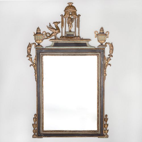 Italian Neoclassical Painted and Parcel-Gilt Mirror, Piedmontese