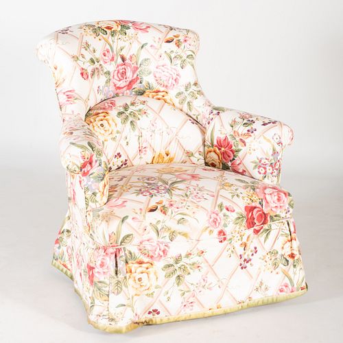 Chintz Upholstered Armchair, in Mario Buatta Fabric
