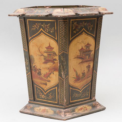 Chinoiserie Lacquer Wastepaper Basket