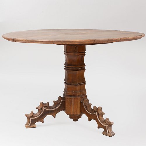 Continental Neo-Gothic Walnut Center Table