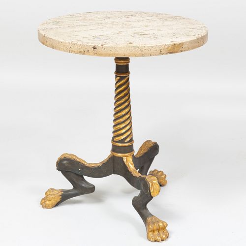 William IV Style Low Table with Travertine Top