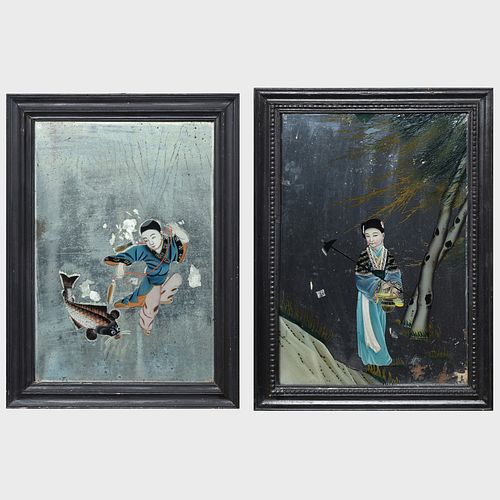Two Chinese Export Reverse Paintings on Glass