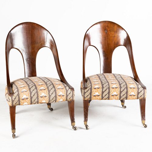Pair of Regency Mahogany Spoon-Back Side Chairs