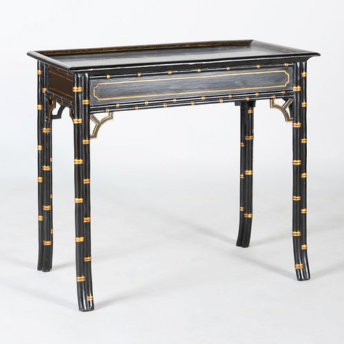 English Black Lacquer and Parcel-Gilt Table, 20th Century