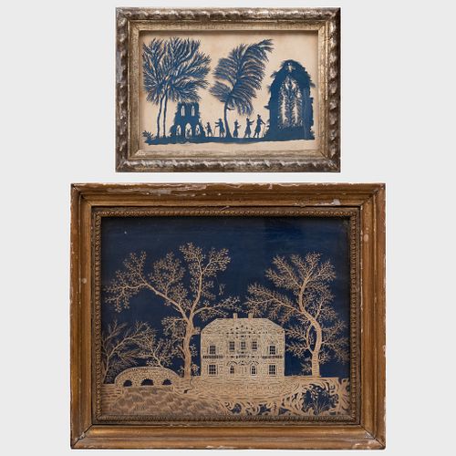 Two English Cut Paper Landscape Scenes
