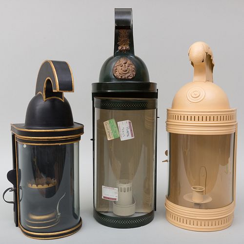 Three TÃ´le and Glass Lanterns, Colefax & Fowler, of Recent Manufacture