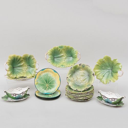 Assembled English Porcelain Leaf Decorated Part Service