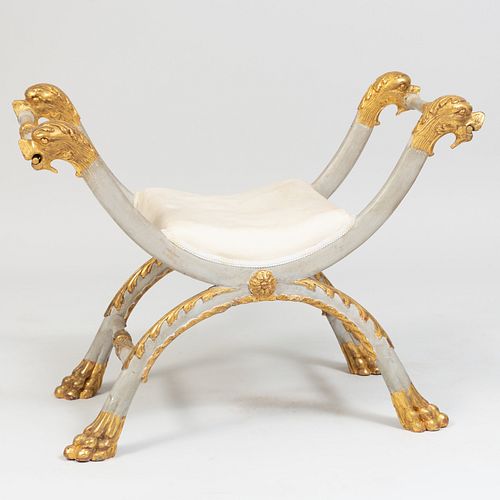 Continental Painted and Parcel-Gilt Tabouret 
