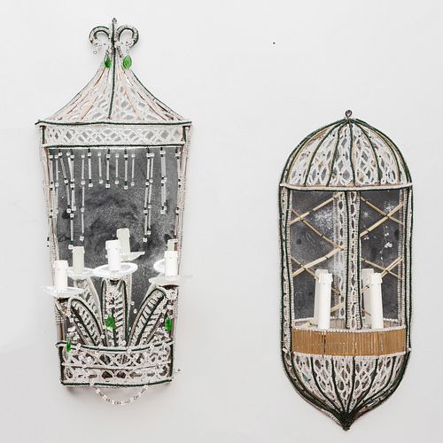 Pair of Venetian Style Glass Beaded Wall Lights, Modern
