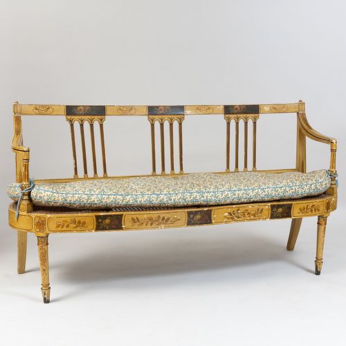 Late George III Painted and Caned Settee