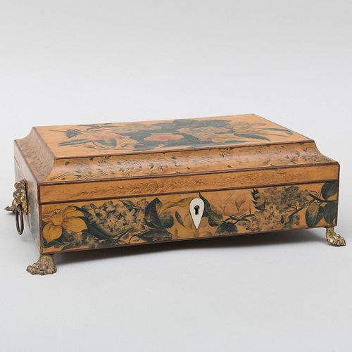 Regency Polychrome Floral Painted Box