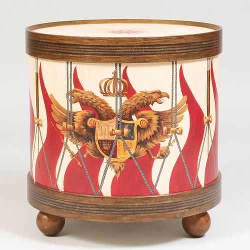 Painted Drum-Formed 'Tambour' Table