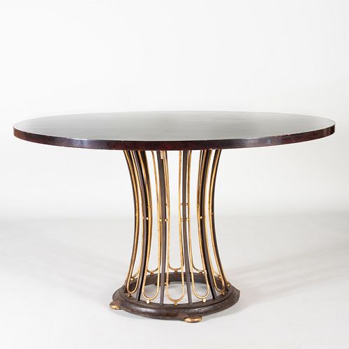Lacquer and Wrought-Iron Center Table, Attributed to Karl Springer, Modern