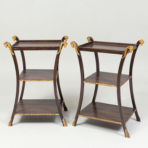 Pair of Faux Rosewood and Parcel-Gilt Three Tier Ã‰tagÃ¨res