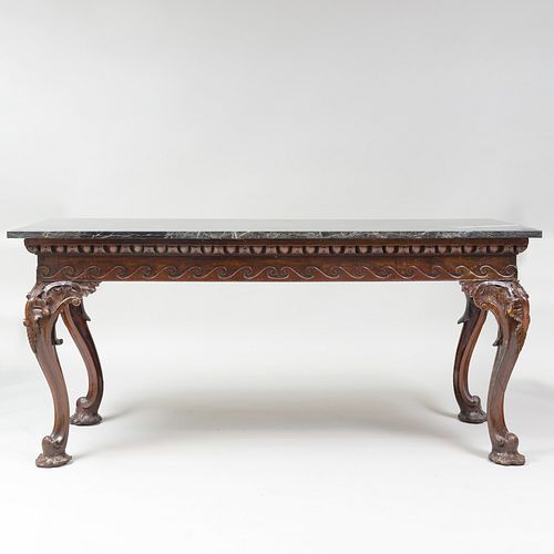 George II Style Carved Mahogany Console Table 