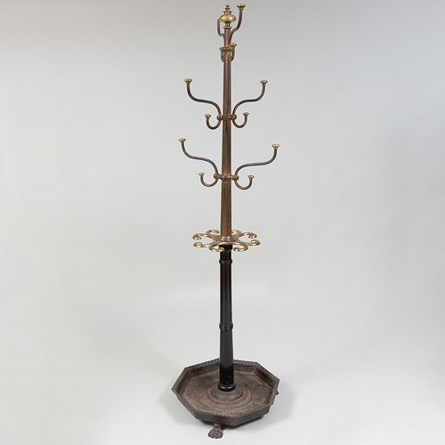 Edwardian Metal and Brass Hat and Umbrella Stand