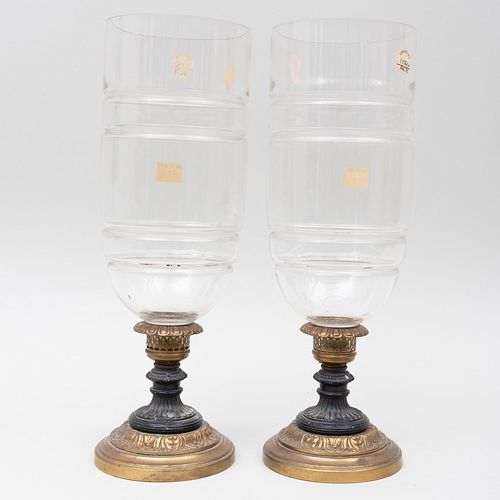 Pair of Late Regency Bronze and Brass Photophores