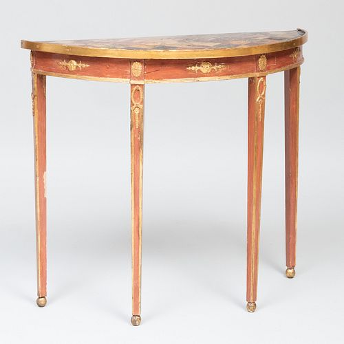 George III Painted D Shaped Console Table 
