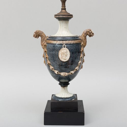 Wedgwood Porcelain Faux Porphyry Vase Mounted as a Lamp