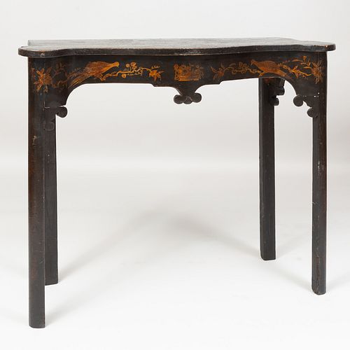 Late George III Black Lacquer and Parcel-Gilt Console Table