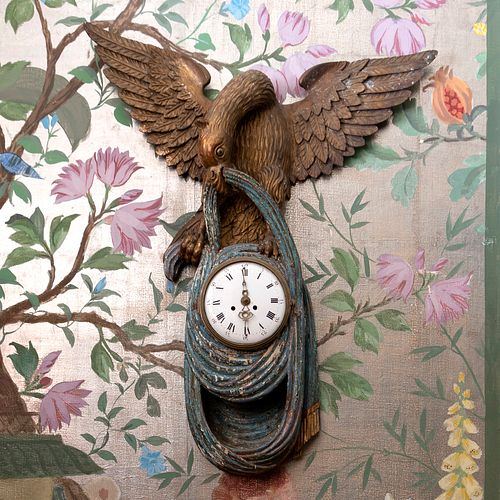 Austrian Painted and Parcel-Gilt Wall Clock