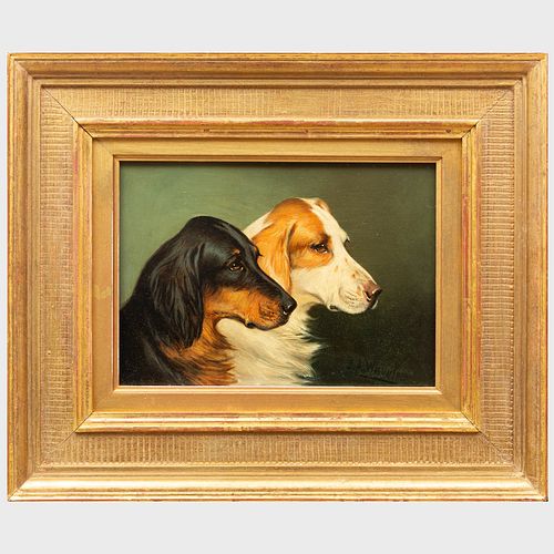 English School: Portrait of Two Dogs in Profile