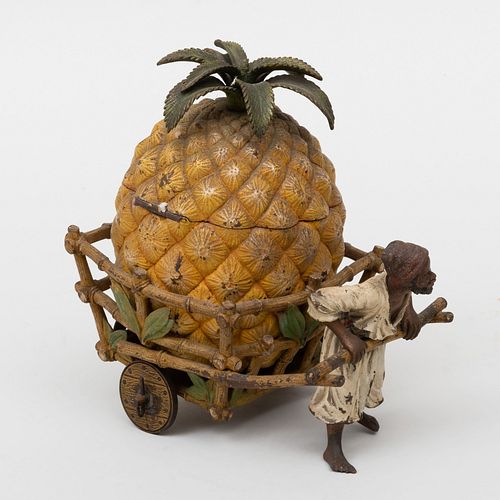 Austrian Cold Painted Metal Pineapple Form Vessel