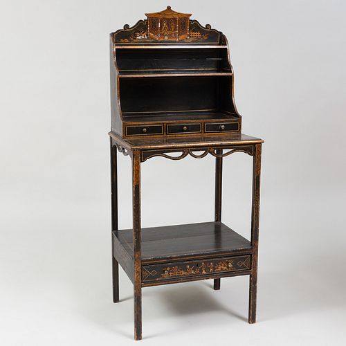 Regency Black Painted and Parcel-Gilt Chiffonier