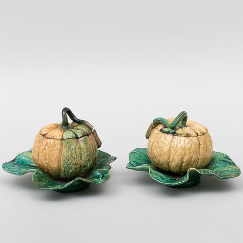 Pair of Gourd Form Boxes and Covers