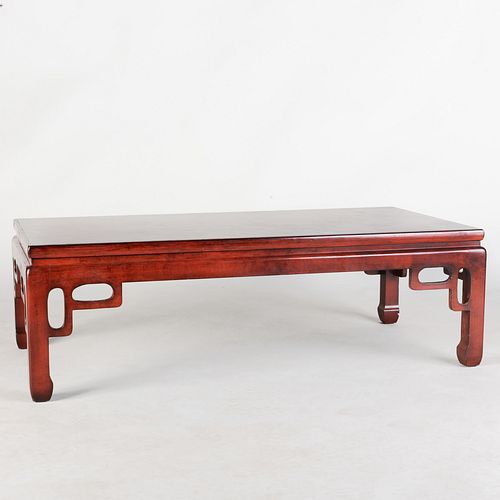 Chinese Export Red Lacquer and Parcel-Gilt Low Table