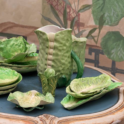 Group of Six Continental Lettuce Form Serving Wares