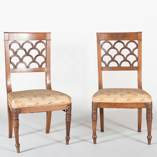 Pair of Biedermeier Walnut Side Chairs
